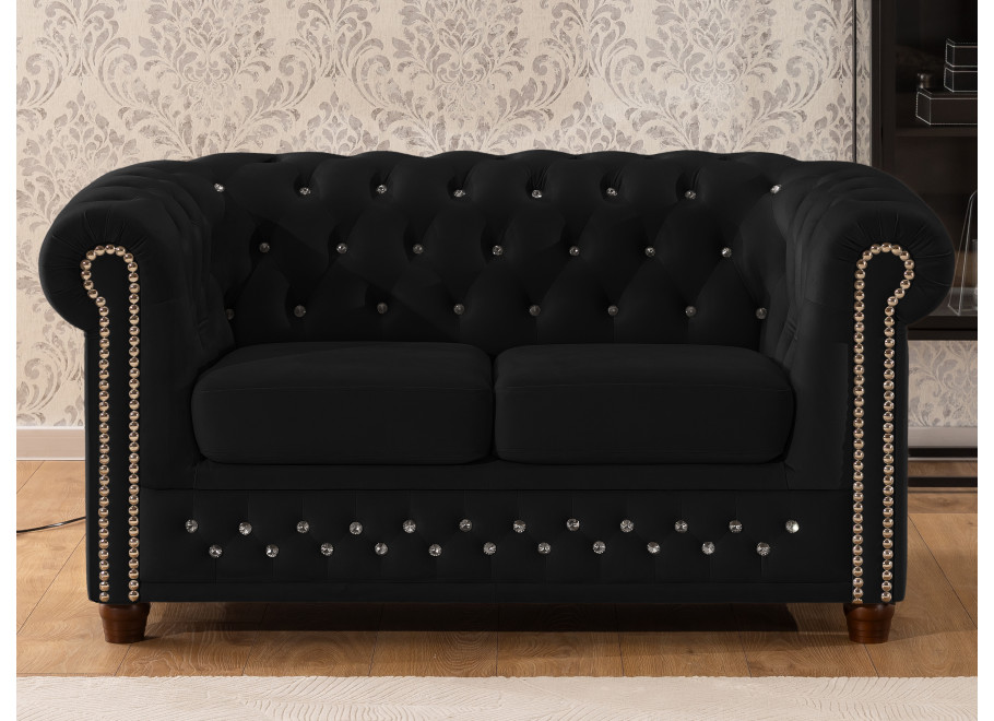 Zestaw mebli pikowanych z kryształkami Chesterfield 2+1 FELIX BLINK 19