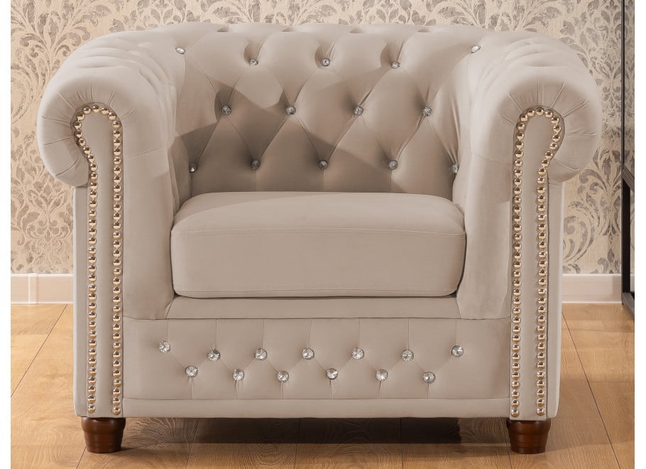Zestaw mebli pikowanych z kryształkami Chesterfield 3+1 FELIX BLINK 13