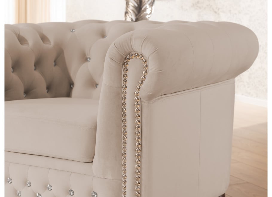 Zestaw mebli pikowanych z kryształkami Chesterfield 3+1 FELIX BLINK 7