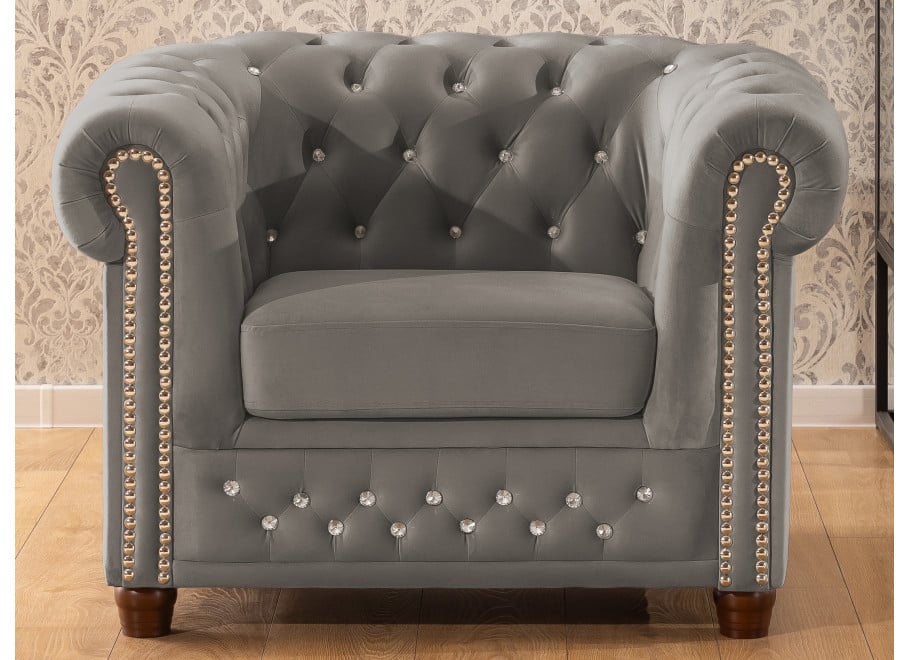 Zestaw mebli pikowanych z kryształkami Chesterfield 3+1 FELIX BLINK 19