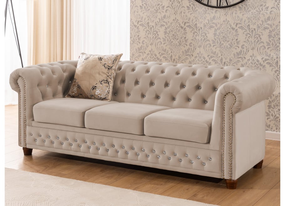 Zestaw mebli pikowanych z kryształkami Chesterfield 3+2 FELIX BLINK 11