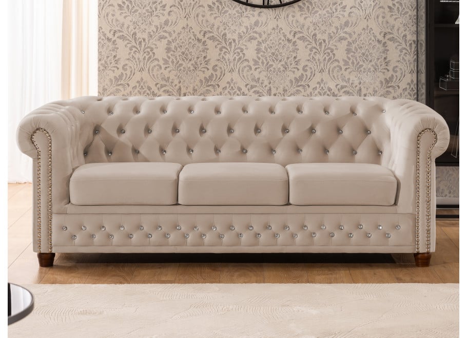 Zestaw mebli pikowanych z kryształkami Chesterfield 3+2 FELIX BLINK 6