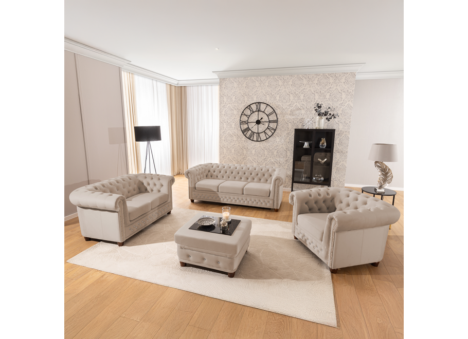 Zestaw mebli pikowanych z kryształkami Chesterfield 3+2 FELIX BLINK 2