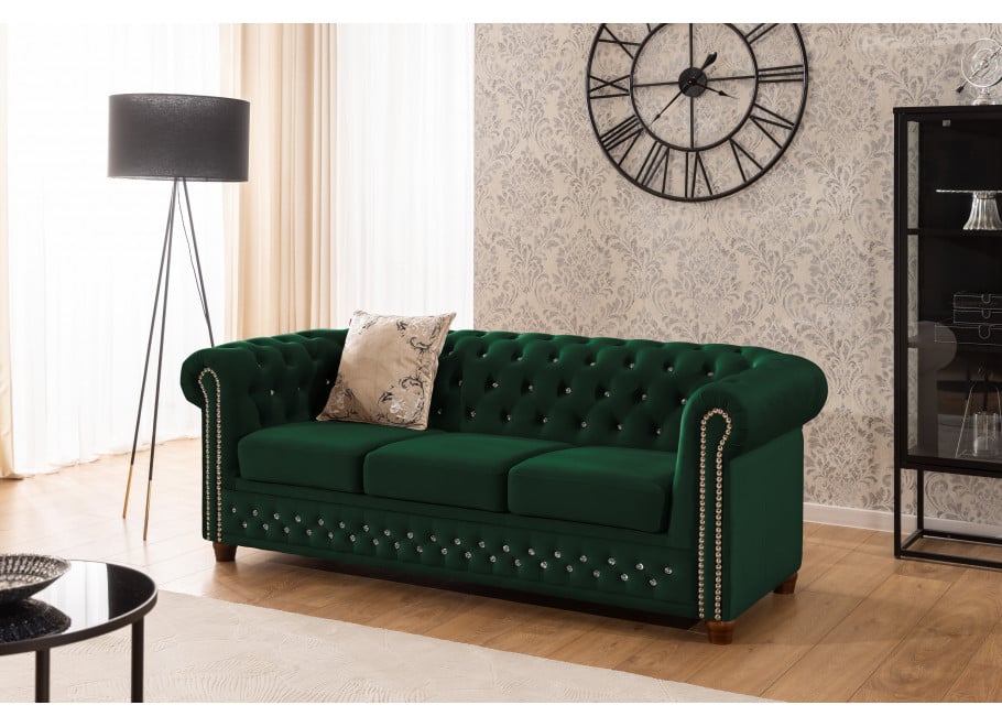 Zestaw mebli pikowanych z kryształkami Chesterfield 3+2 FELIX BLINK 19