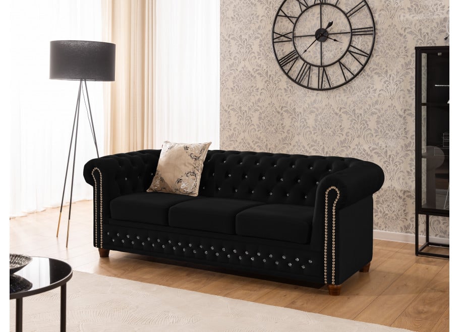 Zestaw mebli pikowanych z kryształkami Chesterfield 3+2 FELIX BLINK 23