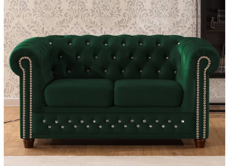 Zestaw mebli pikowanych z kryształkami Chesterfield 3+2 FELIX BLINK 20