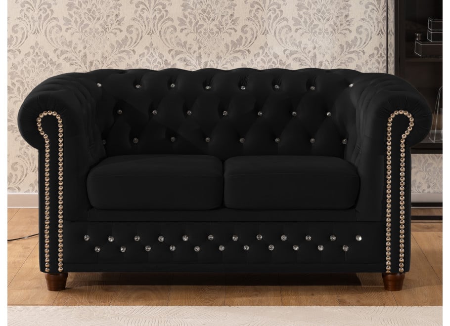 Zestaw mebli pikowanych z kryształkami Chesterfield 3+2 FELIX BLINK 24