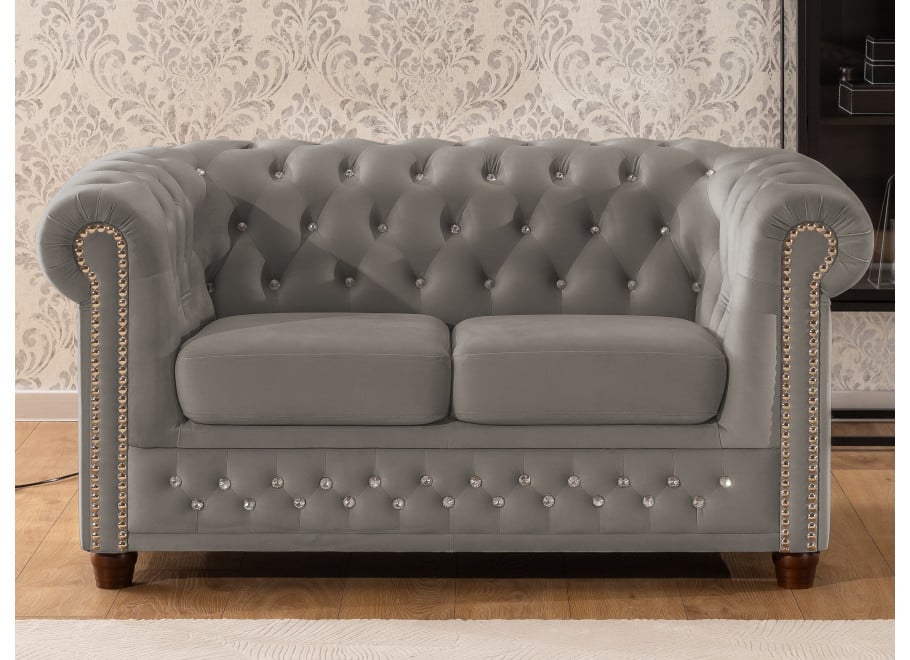 Zestaw mebli pikowanych z kryształkami Chesterfield 3+2 FELIX BLINK 18