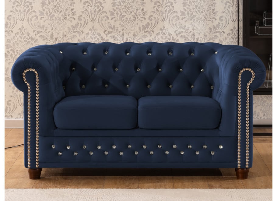 Zestaw mebli pikowanych z kryształkami Chesterfield 3+2 FELIX BLINK 22