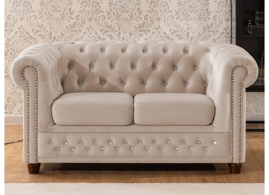 Zestaw mebli pikowanych z kryształkami Chesterfield 3+2 FELIX BLINK 12