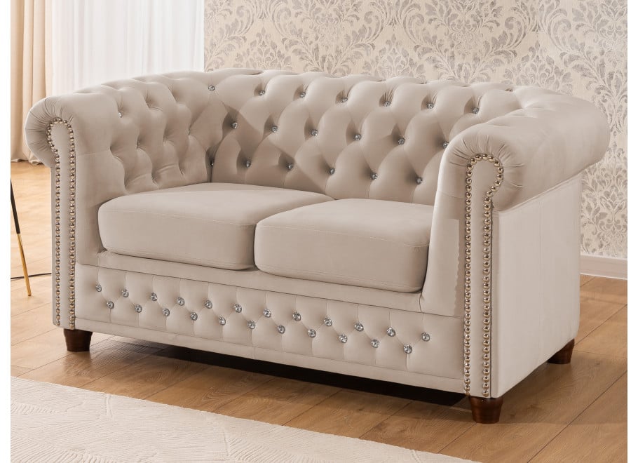 Zestaw mebli pikowanych z kryształkami Chesterfield 3+2 FELIX BLINK 5