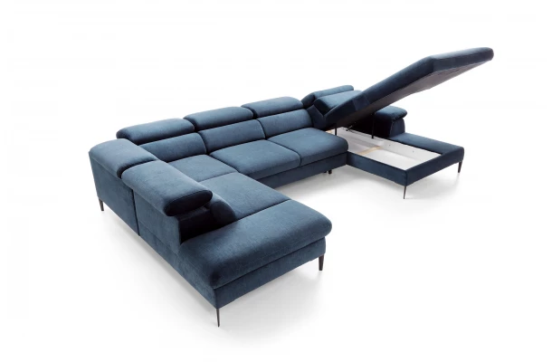 Narożnik siedmioosobowy z funkcją spania nowoczesny Lumes U - design i funkcjonalnosc w parze