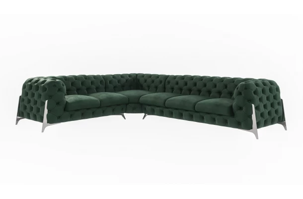 Narożnik sześcioosobowy pikowany glamour Chesterfield KALIFORNIA 2+E+3 - luksusowe