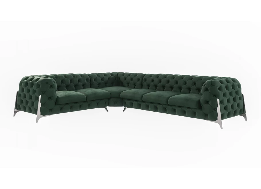 Narożnik sześcioosobowy pikowany glamour Chesterfield KALIFORNIA 2+E+3
