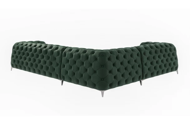 Narożnik sześcioosobowy pikowany glamour Chesterfield KALIFORNIA 2+E+3 - przestronne