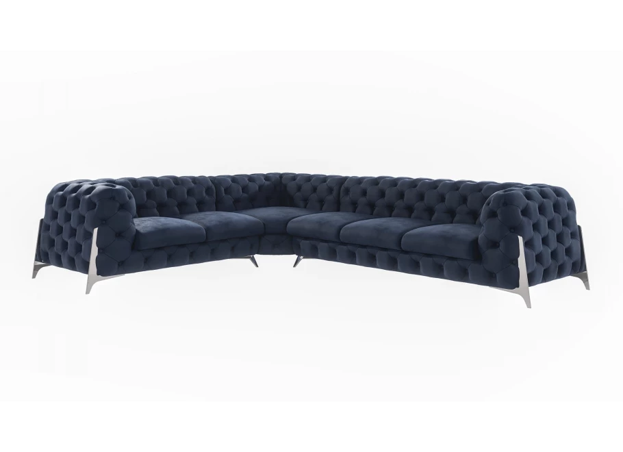 Narożnik sześcioosobowy pikowany glamour Chesterfield KALIFORNIA 2+E+3