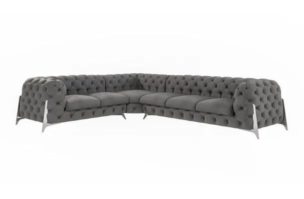 Narożnik sześcioosobowy pikowany glamour Chesterfield KALIFORNIA 2+E+3 - wypoczynkowe