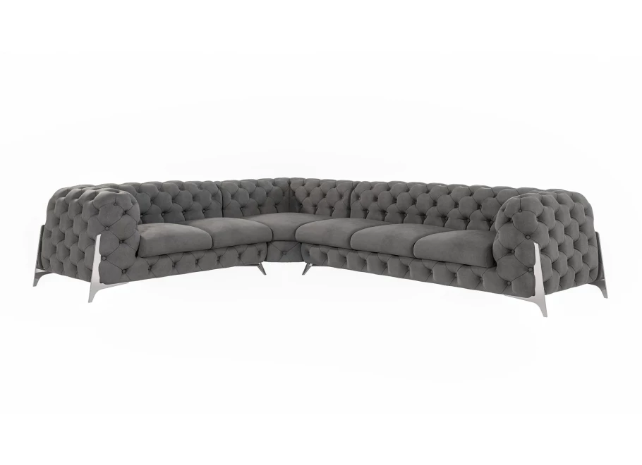 Narożnik sześcioosobowy pikowany glamour Chesterfield KALIFORNIA 2+E+3