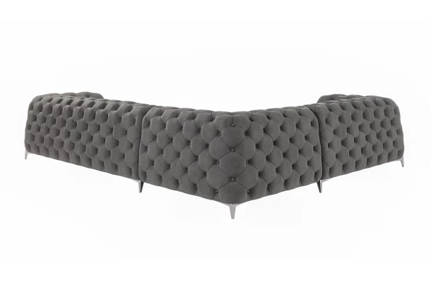 Narożnik sześcioosobowy pikowany glamour Chesterfield KALIFORNIA 2+E+3 - eleganckie