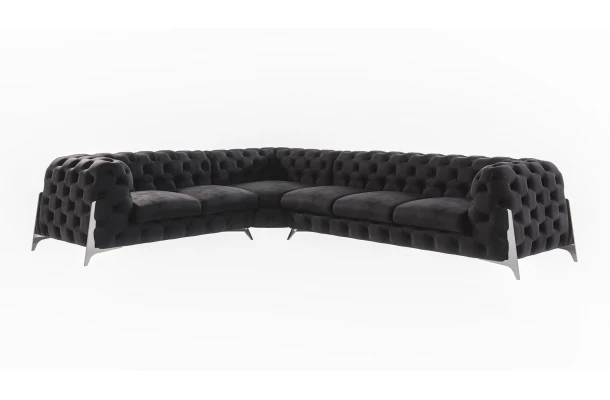 Narożnik sześcioosobowy pikowany glamour Chesterfield KALIFORNIA 2+E+3 - stylowe
