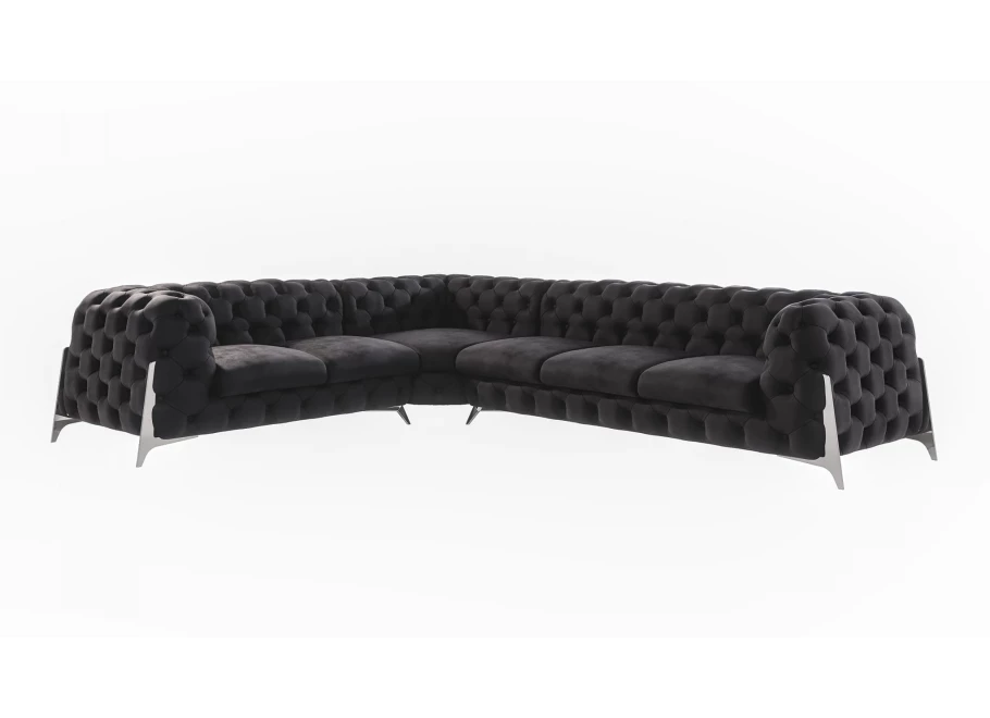 Narożnik sześcioosobowy pikowany glamour Chesterfield KALIFORNIA 2+E+3