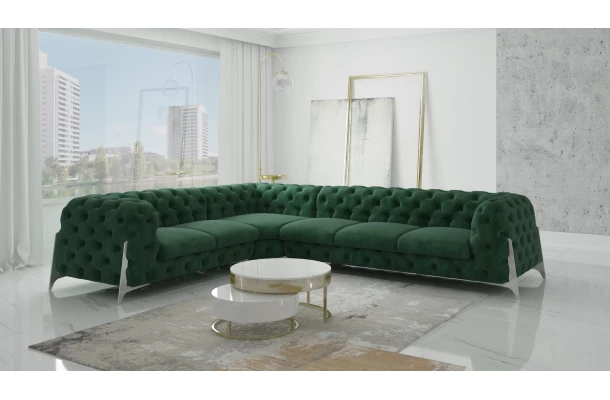 Narożnik sześcioosobowy pikowany glamour Chesterfield KALIFORNIA 2+E+3 - design i funkcjonalnosc w parze