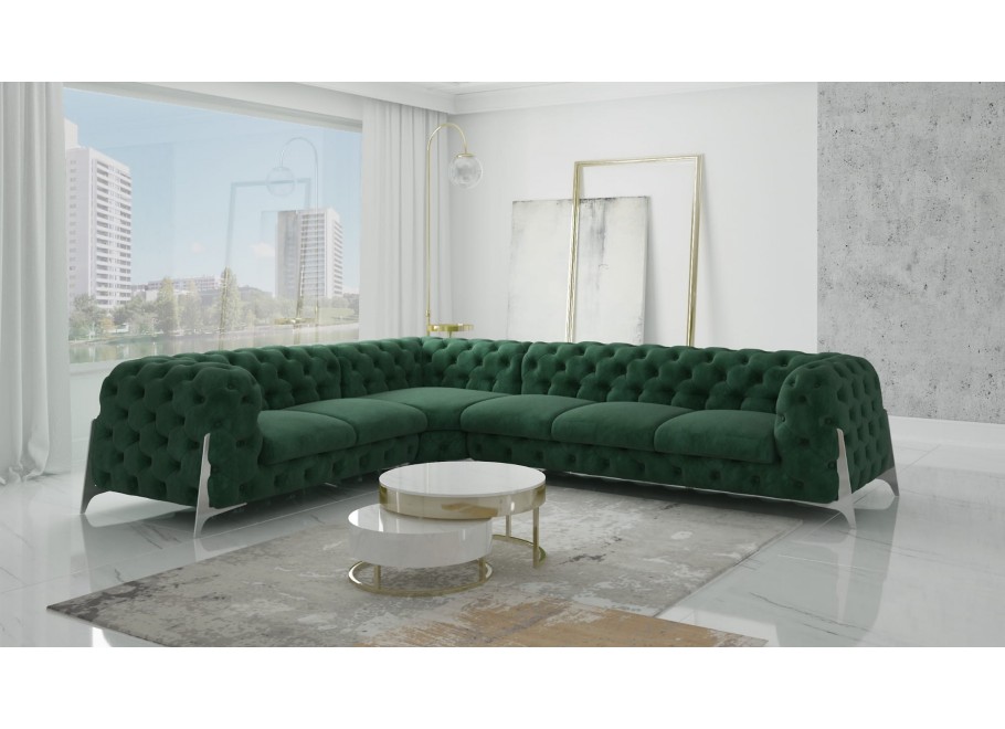 Narożnik sześcioosobowy pikowany glamour Chesterfield KALIFORNIA 2+E+3 12