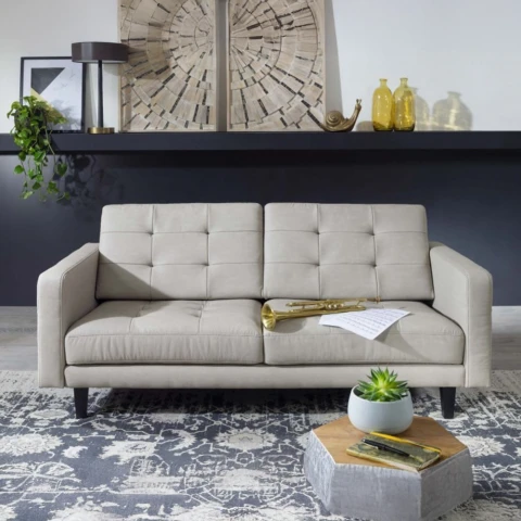 Sofa dwuosobowa klasyczna pikowana, na wysokich nóżkach Marino