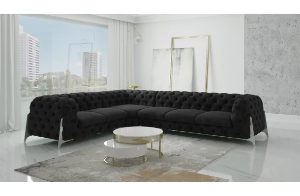 Narożnik sześcioosobowy pikowany glamour Chesterfield KALIFORNIA 2+E+3 - design i funkcjonalnosc w parze