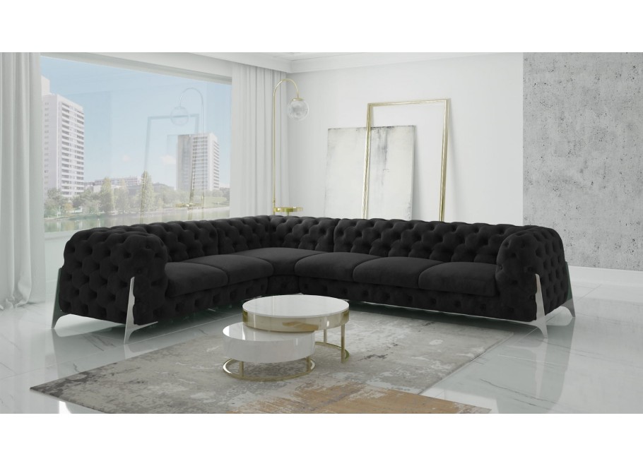 Narożnik sześcioosobowy pikowany glamour Chesterfield KALIFORNIA 2+E+3 15
