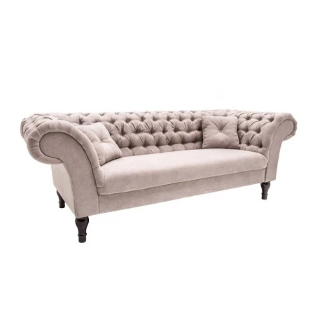 Szara sofa trzyosobowa Chesterfield PORTO – elegancka i wygodna do salonu