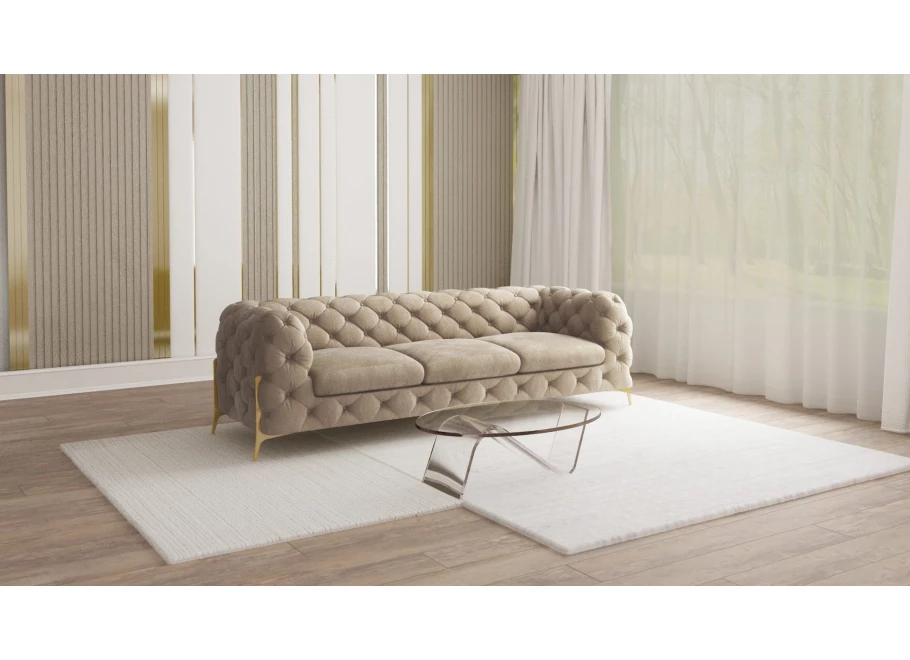 Sofa trzyosobowa pikowana glamour Chesterfield TEO HIGH 3