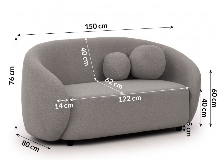 Szara sofa dwuosobowa Cloudi – wygodna z poduszkami do salonu 3