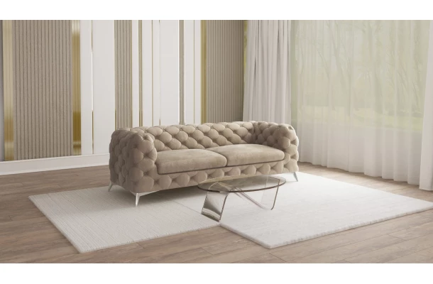 Sofa trzyosobowa  pikowana glamour Chesterfield TEO 2,5 - sofy