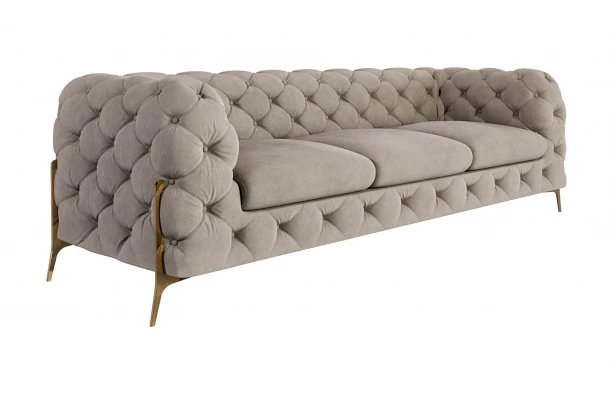 Sofa trzyosobowa pikowana glamour Chesterfield TEO HIGH 3 - komfortowe