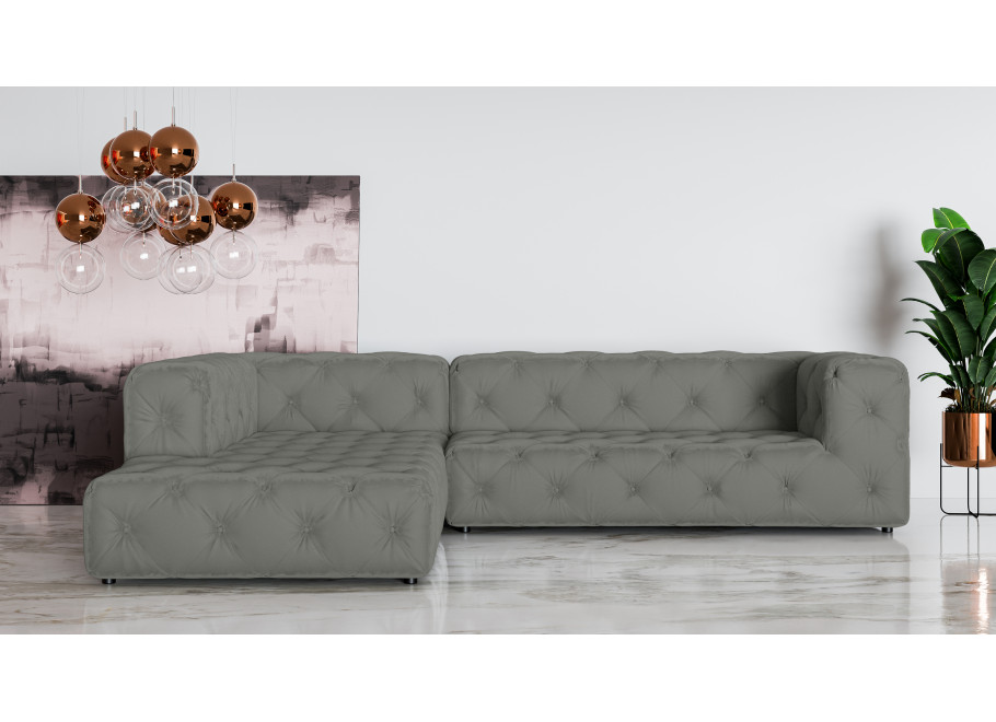 BENTLEY narożnik glamour – szary odcień, wygodny mebel do dużego salonu 3