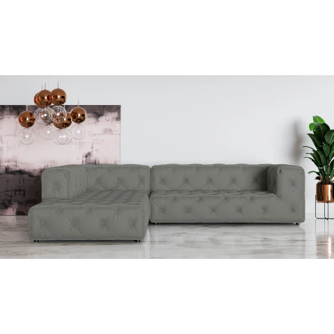 BENTLEY narożnik glamour – szary odcień, wygodny mebel do dużego salonu