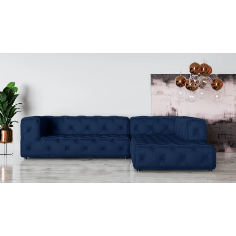 Narożnik BENTLEY granatowy – efektowny mebel glamour do salonu