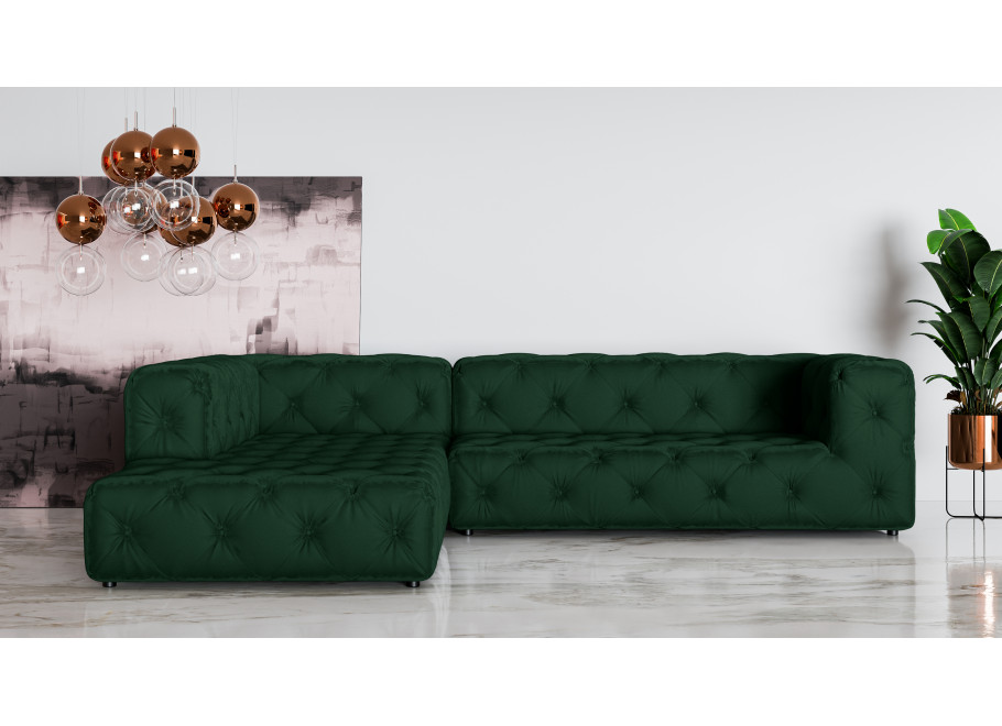 Elegancki narożnik BENTLEY butelkowa zieleń – mebel do pokoju dziennego 3