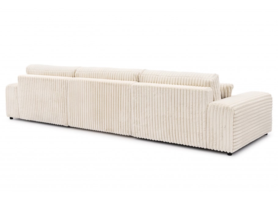 Narożnik Nubo jasny beż – narożnik U z funkcją spania w futerkowej tkaninie sztruksowej 6