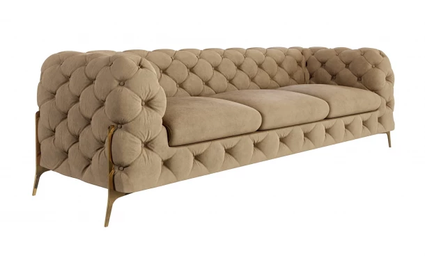 Sofa trzyosobowa pikowana glamour Chesterfield TEO HIGH 3 - nowoczesne