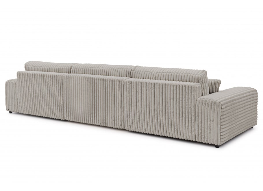 Szary narożnik Nubo – narożnik U z funkcją spania w tkaninie sztruksowej futerkowej 6