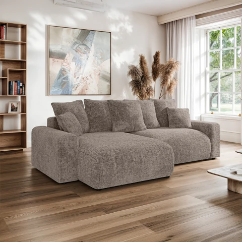 Narożnik czteroosobowy Cleo small – brązowy narożnik z funkcją spania do salonu