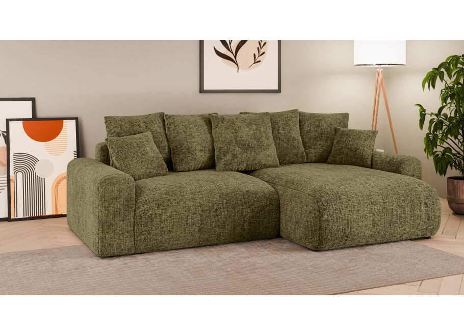 Narożnik Cleo small w kolorze ciemnej oliwki – czteroosobowy narożnik z funkcją spania 8