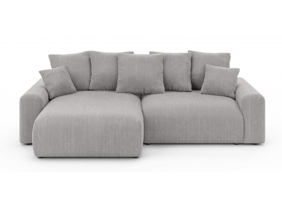 Cleo small szary sztruks – komfortowy narożnik z funkcją spania do salonu 2