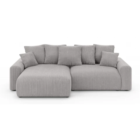 Cleo small szary sztruks – komfortowy narożnik z funkcją spania do salonu
