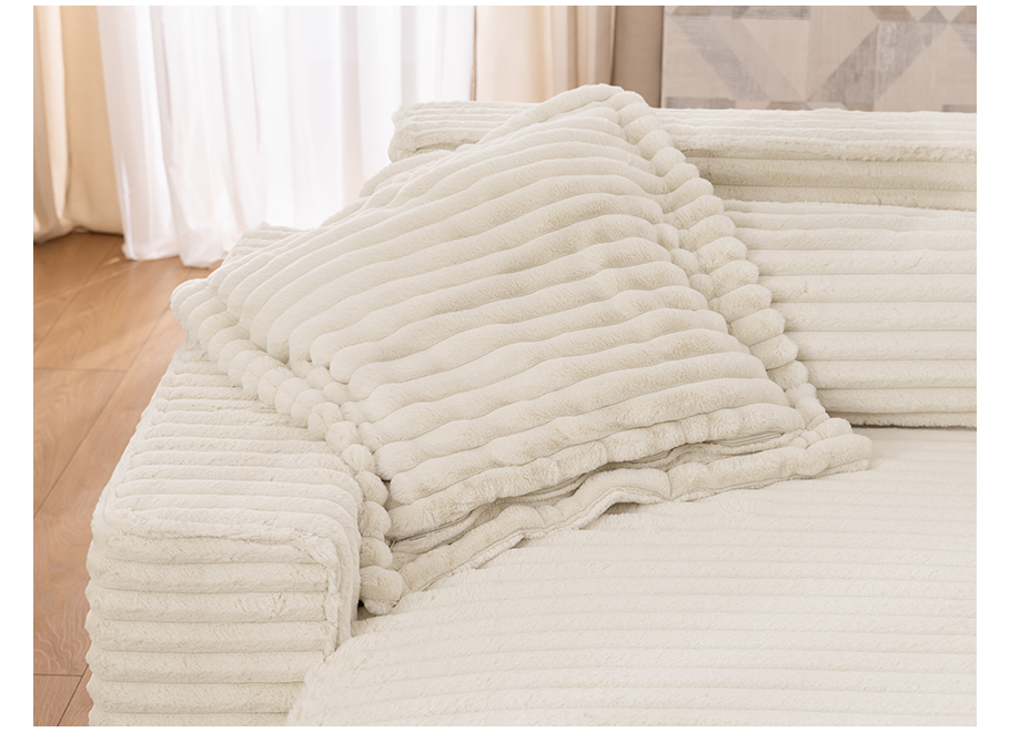 Ravello narożnik jasny beż – uniwersalny narożnik z poduszkami w sztruksowej tkaninie - Vito 23