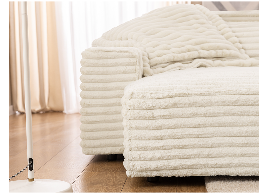 Ravello narożnik jasny beż – uniwersalny narożnik z poduszkami w sztruksowej tkaninie - Vito 23