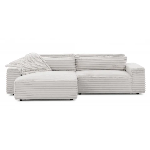 Wygodny narożnik Ravello czteroosobowy – uniwersalny jasnoszary sztruks