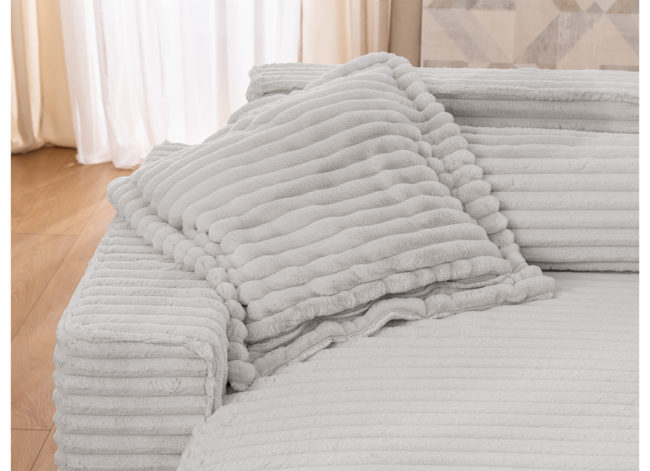 Wygodny narożnik Ravello czteroosobowy – uniwersalny jasnoszary sztruks 6